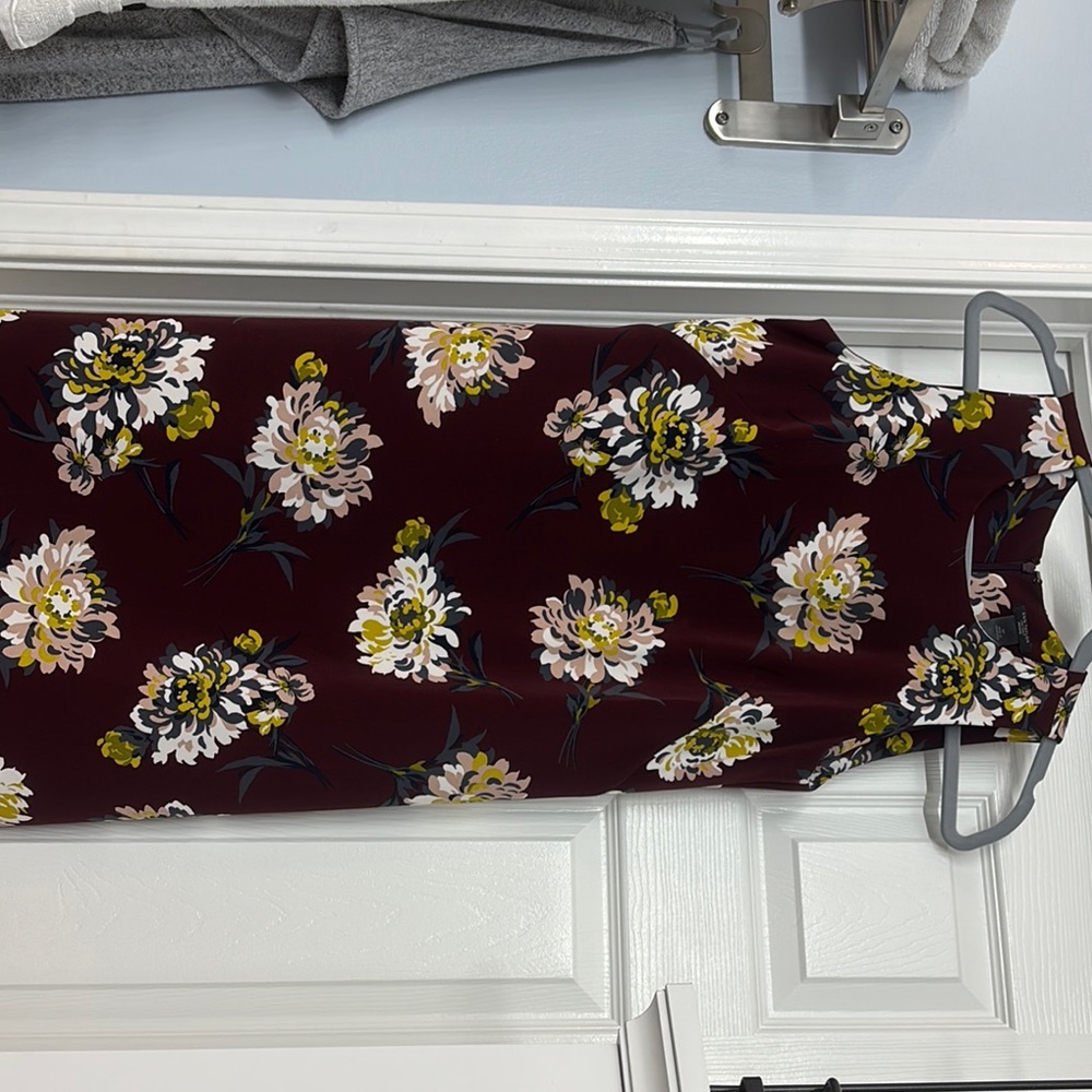 Ann Taylor Floral Burgundy Dress